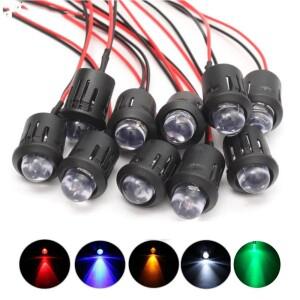 10팩 10MM 12V LED 발광 다이오드 사전 배선 램프(플라스틱 클립 홀더 포함)전구
