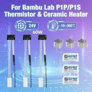 Bambu Lab P1S P1P 서미스터용 Bamboo 24V 60W 세라믹 히터 온도 센서 300 C 핫엔드 업데이트 3D 프린터