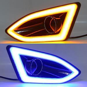 포드 에지 2pcss 자동차 LED DRL 2015 노란색 siganl 안개등 커버와 주간 러닝 라이트