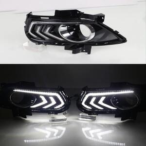 포드 Mondeo 퓨전 2pcss 2013 자동차 DRL LED 주간 러닝 라이트 턴 노란색 신호 안개등 커버
