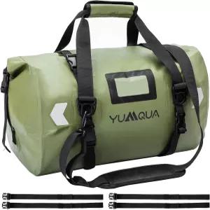 YUMQUA 방수 더플백 대형 드라이백 야외용 오토바이 보트용 40L/55L 사이즈 500D PVC 롤 탑 숄더 스트랩
