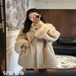 픽셀러 페이크퍼 코트 에코퍼 인조밍크 코트 연말룩 블랙밍크자켓