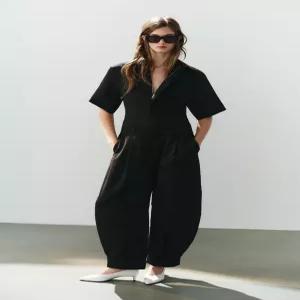 ZARA 트렌치 롱 점프수트 - 블랙 7838/194/800