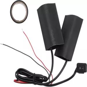 HOPESPANNER 가열 오토바이 손잡이 그립 커버 12V 핸들바 3개 온도 조절 가능 금속 필름 블랙 1세트