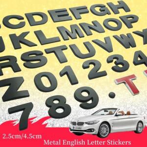 2.5cm4.5cm 금속 영어 편지 자동차 장식 집 번호 문 플레이트 블랙 실버 DIY 디지털 마크 알파벳 스티커