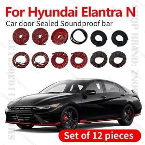 2021-2025 현대 Elantra N 자동차 도어 스트립 고무 더블 레이어 씰링 프로텍터 방음 방진 씰 12PCS