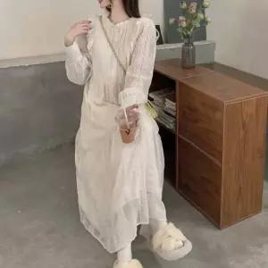 [오노마] ONM 밍크 안감 레이스 롱 원피스 어깨 프릴 캉캉 A라인