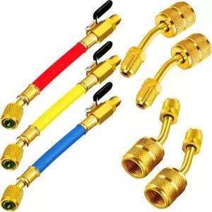 머더 7개입 R410a R134a R12 R22 냉동·공조·HVAC 호스 볼 밸브 포함 1/4인치 에어컨·HVAC용 어댑터