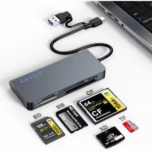 메모리 스틱 프로 듀오 카드 리더기 USB A 및 C 듀얼 포트 SD TF CF MS XD 5-in-1 어댑터 5Gbps 디지털
