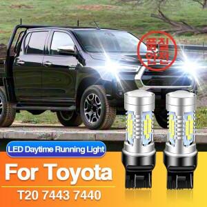 2PCS T20 7443 LED 주간 주행등 W21/5W 전구 토요타 하이럭스 VIII N1 2015-2020용 DRL 자동차 액세서리