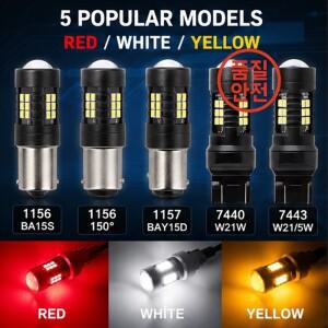 2PCS LED 신호등 전구 1156 BA15S PY21W 7440 턴 브레이크 테일 리버스 램프 12V 범용 슈퍼
