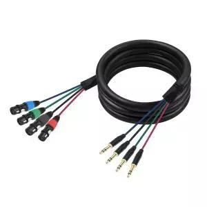 Kinweistex 4채널 XLR 여성-1/4 6.35MM 남성 스네이크 오디오 케이블 10FT 라이브 믹서용 3핀 암-TRS