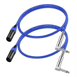 Seefeful 1.5 FT 2 Pack Right Angle 1/4 TS to XLR 3Pin Male Microphone Audio Cable 6.35mm Mono for