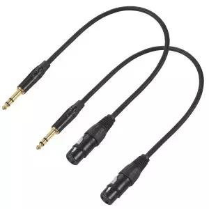 2개입 XLR 여성-1/4 마이크 케이블 3.3FT 6.35mm 1/4 TRS 수컷 to 3핀 암컷 밸런스드 믹서 마이크로폰