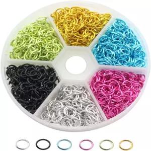 NX 가든 1080PCS/박스 6가지 색상 6mm 컬러풀 알루미늄 와이어 오픈 점프 링 커넥터 원형 포함 보석 제작용