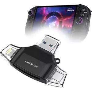 BoxWave 스마트 기기 Lenovo Legion Go 2 호환 - AllReader SD 카드 리더기 microSD 컴팩트 USB 제트 블랙