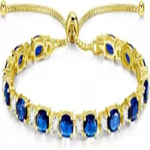 여성용 FANCIME 14K 골드 도금 스털링 실버 조절식 볼로 팔찌 글래머 래디언스 4*6mm 타원형 보석 테니스