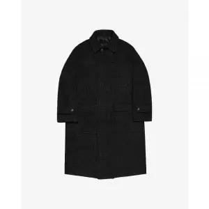 SORTIE 170 Glen Check Wool Balmacaan Coat (Black)