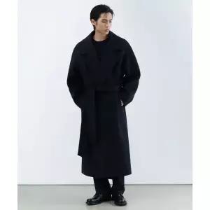 MUSINSA STANDARD 캐시미어 블렌드 오버사이즈 더블 로브 코트 [네이비]