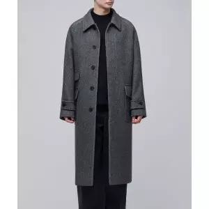 MUSINSA STANDARD [프리미엄]MANTECO 헤링본 오버사이즈 발마칸 코트 [다크 그레이]