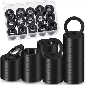 팡다 200 팩 두꺼운 고무 와셔 외경 4 x 내경 3/4 두께 8 부싱 블랙 플랫 EPDM 스페이서 금속 물 호스