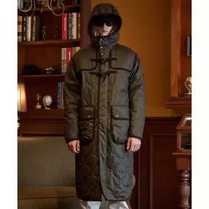 PENFIELD 퀼팅 후드 더플 코트 올리브_FR3WC80U