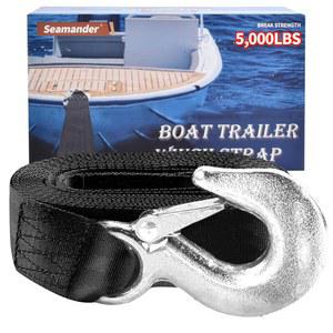 SEAMANDER 5000파운드 보트 트레일러 윈치 스트랩 중장비용 2인치 X 20피트 폴리에스터 안전 후크 제트스키 및 소형 PWC용