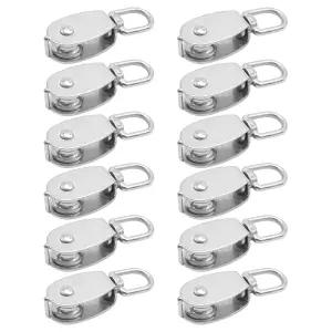 MDEOUSky 12 PCS M15 싱글 풀리 블록 304 스테인리스 스틸 와이어 로프 걸이 견인 휠 적재를 위한 360 자유