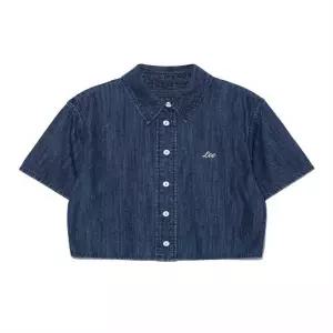 리 우먼 숏 크롭 데님 반팔 셔츠 인디고 다크 LE2502SS62ID