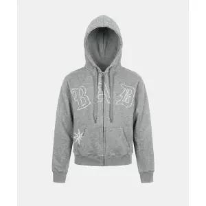 BADBLOOD Titan Stroke Zip-Up Hoodie - Gray w-jkt26-002