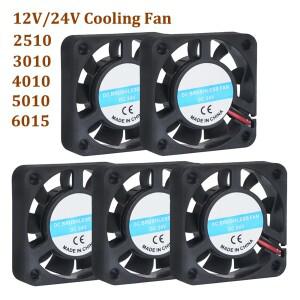 DC 12V 24V 냉각 팬, 2510 3010 6015 쿨러 3D 프린터 부품, 라디에이터 압출기 컴퓨터 CPU 2 개