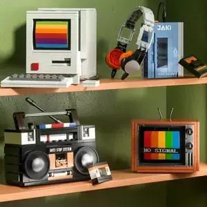 DIY 레트로 전기 가전 가구 TV 컴퓨터 테이프 워크맨 플레이 게임 콘솔 라디오 빌딩 블록 모델 브릭 세트