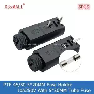 5PCS PTF45/50 5*20MM 퓨즈 홀더 10A250V 2.5W PCB 패널 장착 고온 저항 베이스 튜브