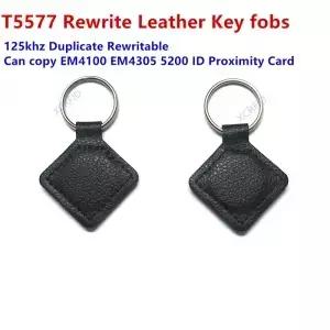 T5577 EM4305 다시 쓰기 가능 키 태그 재기록 중복 가죽 RFID 복사 125KHZ 카드 근접 ID 토큰 Keyfobs