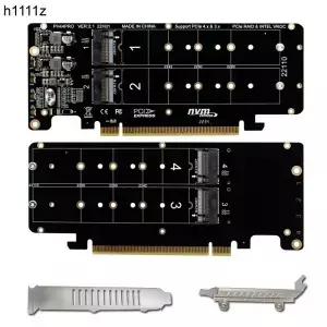 4포트 M.2 PCI Expss X16 4.0 분기 Raid 컨트롤러 M 키 PCIE 분할 카드(2230 2242 2260 2280 M2 SSD용)