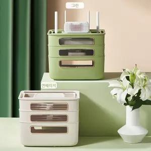 셋톱박스 정리함 3단 WIFI 수납함 보관함/셋탑박스/리모콘/박스/공유기/케이스/와이파이/받침대/멀티탭/선