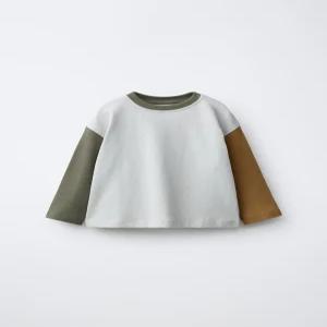 ZARA 헤비 소프트 컬러 블록 티셔츠 - 스톤 4456/575/806 536697