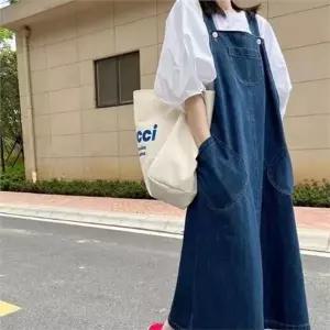 임산부 멜빵 원피스 임산부 롱 원피스 데일리룩 루즈핏 임부복