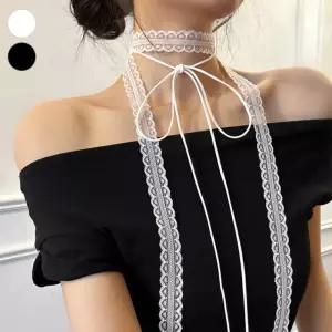 초커 스카프 레이스 두줄 레이어드 EL-1008402 리본
