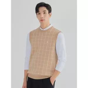 올포유 남성 윈도우 체크 자가드 니트 베스트 AMSVL8347 509 G_P402093227