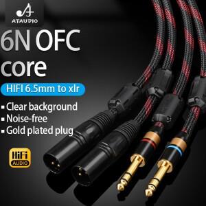 ATAUDIO HIFI 듀얼 6.5mm ~ 2 XLR 오디오 케이블(어댑터 증폭기 사운드 박스용) 6N OFC 스피커 케이블