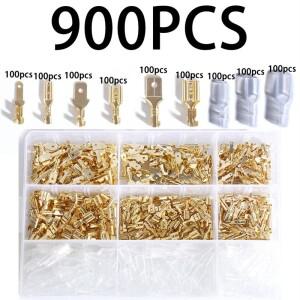 900pcs 2.8/4.8/6.3mm 여성 남성 스페이드 압착 커넥터 전기 매트 카펫 러그 터미널 절연 와이어  스플 라