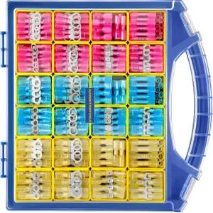 하이스트로니카 620PCS 마린 등급 열수축 와이어 버트 커넥터 키트 22-10 AWG 주석 레드 구리 전기 링 포크
