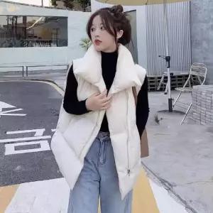[OFK7L7QS]여성 오버핏 조끼 따뜻한 보온패딩