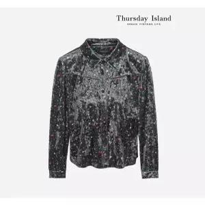 써스데이아일랜드Thursday Island 벨벳 카라 블라우스T238MBL631W2760149