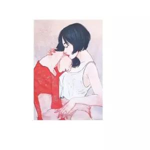 긴세로커플천포스터 사랑스러운 침실인테리어 중형 사진액자 감성대형포스터 커플일러스트 결혼선 H-44416