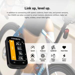 CS600 2.4인치 터치 자전거 컴퓨터 GPS 컬러 지도 내비게이션 무선 사이클링 실내 훈련용 주행 거리계