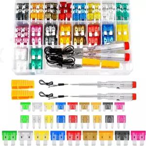 Tioollev 306PCS 자동차 퓨즈 구색 키트 혼합 차량 블레이드 표준 및 미니 로우 프로파일 5A 7.5A 10A 15A