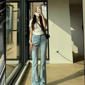여성 플레어 세미 부츠컷 하이웨스트 연청바지 데님 키작은바지 롱팬츠 데일리 XAWE93BB2