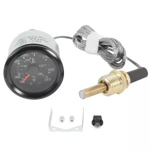 JDMSPEED 2 52mm 수온 게이지 40-130°C 110-265 °F 수온계 키트 DC12V(센서 NPT 1/2 전선 길이 1.8m)